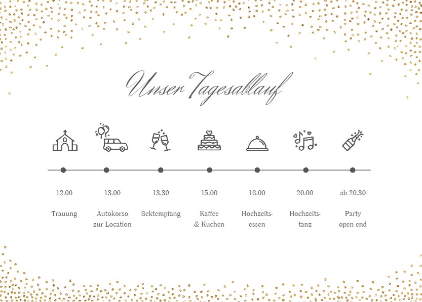 Tagesablauf Poster Hochzeit Glitter 70 X 50 Cm 