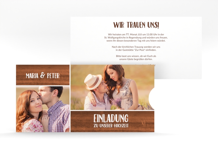 Hochzeitseinladung Landliebe Einsteckkarte braun