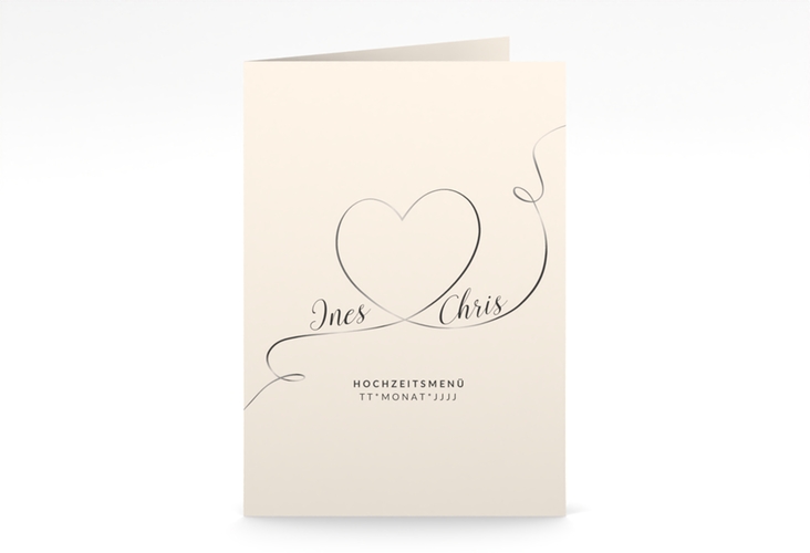 Menükarte Hochzeit Dolce A5 Klappkarte hoch beige hochglanz