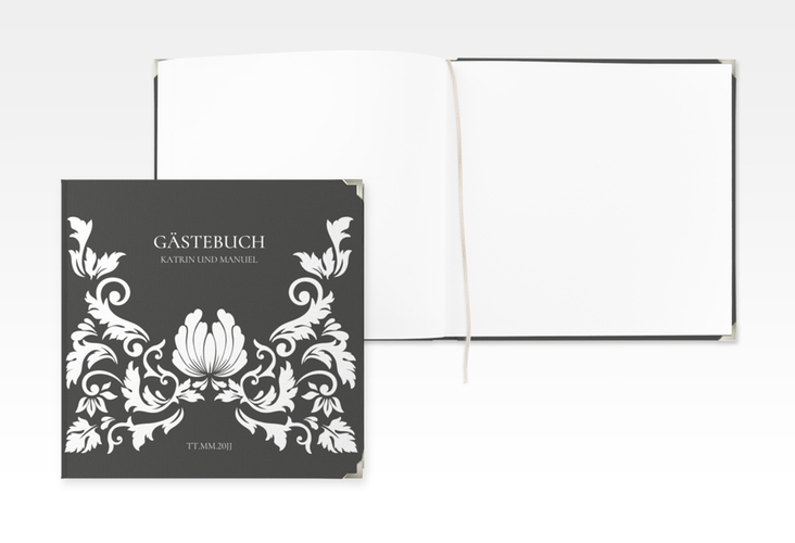 Gästebuch Selection Hochzeit Royal Leinen-Hardcover schwarz mit barockem Blumen-Ornament