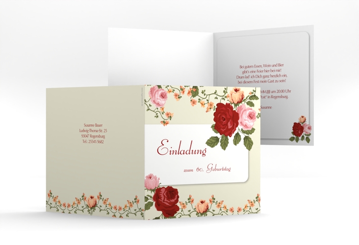 Einladung 60. Geburtstag Rosemarie quadr. Klappkarte