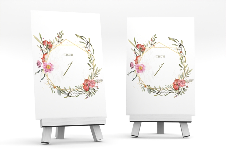 Tischnummer Hochzeit Sommergarten Tischaufsteller weiss
