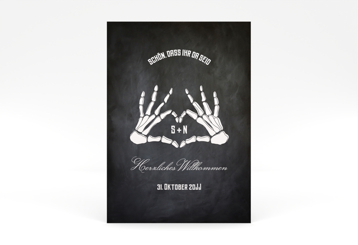 Willkommensschild Poster Skeleton 50 x 70 cm Poster schwarz mit Skelett-Händen