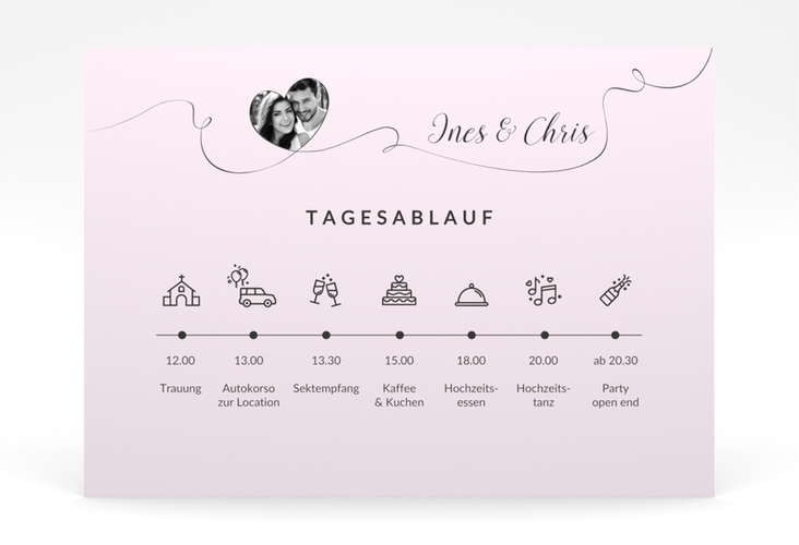 Tagesablauf Poster Hochzeit Dolce 70 x 50 cm Poster rosa