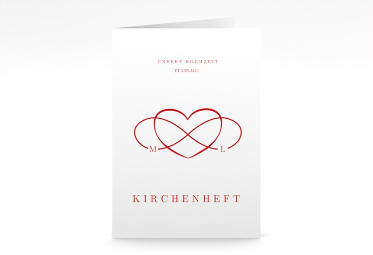 Kirchenheft Hochzeit Infinity A5 Klappkarte hoch rot hochglanz