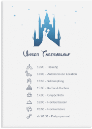 Klick: Details zu Tagesablauf Leinwand Hochzeit "Castle" anzeigen Tagesablauf Leinwand Hochzeit Castle 50 x 70 cm Leinwand blau