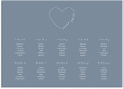 Klick: Details zu Sitzplan Leinwand Hochzeit "Lebenstraum" anzeigen Sitzplan Leinwand Hochzeit Lebenstraum 70 x 50 cm Leinwand blau