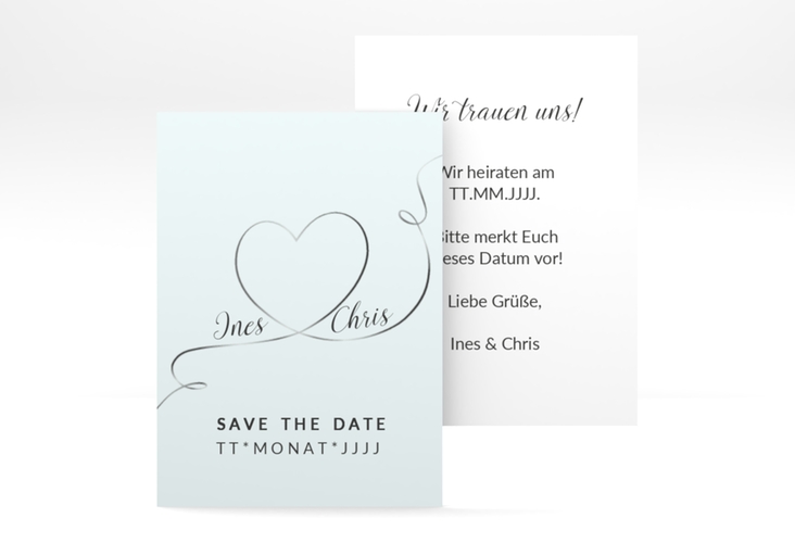 Save the Date-Visitenkarte Dolce Visitenkarte hoch tuerkis hochglanz