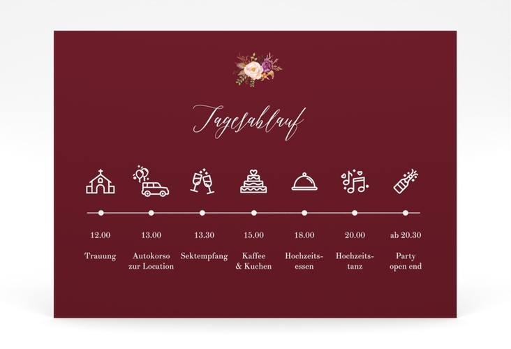 Tagesablauf Poster Hochzeit Prachtvoll 70 x 50 cm Poster rot