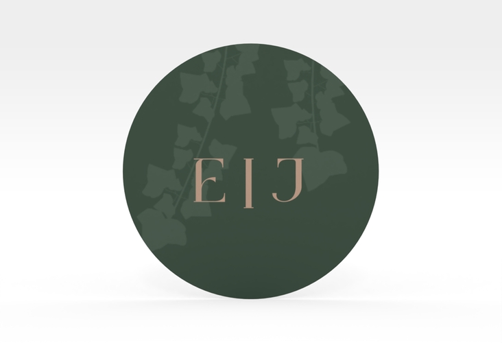 Aufkleber Hochzeit Efeugrün Aufkleber, selbstklebend, rund gruen im Fantasy-Elfen-Design mit Efeu