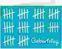 Einladung 50. Geburtstag Strichliste A6 Klappkarte quer blau