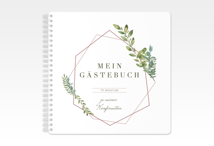 Gästebuch Konfirmation Unction Ringbindung rosa