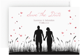 Klick: Details zu Save the Date-Karte Hochzeit "Rouen" anzeigen Save the Date-Karte Hochzeit Rouen A6 Karte quer schwarz