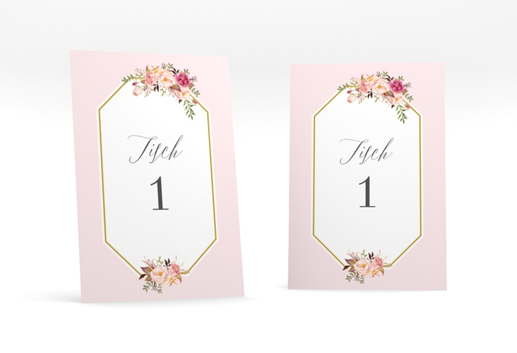 Tischnummer Hochzeit Prachtvoll Tischaufsteller rosa hochglanz