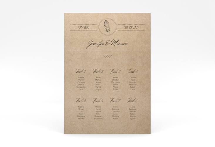 Sitzplan Poster Hochzeit Colorado 50 x 70 cm Poster Kraftpapier