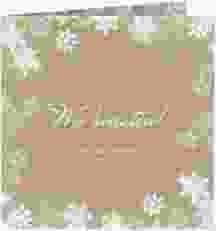Hochzeitseinladung Snowfall quadr. Klappkarte Kraftpapier mit Schneeflocken für Winterhochzeit