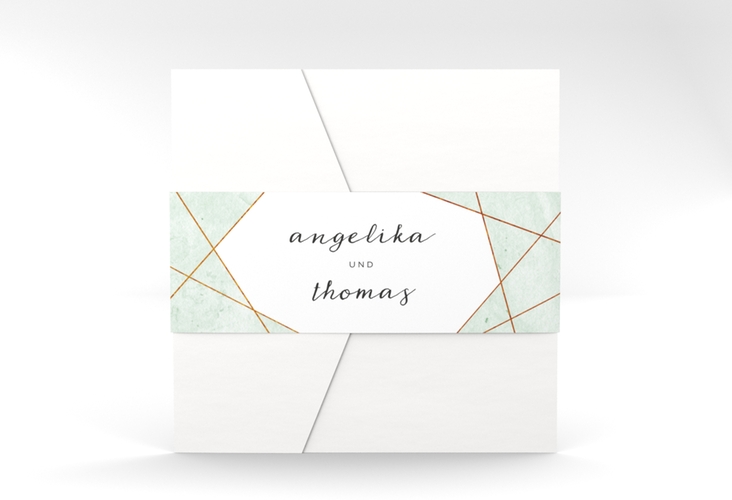 Hochzeitseinladung Asymmetry Pocketfold gruen