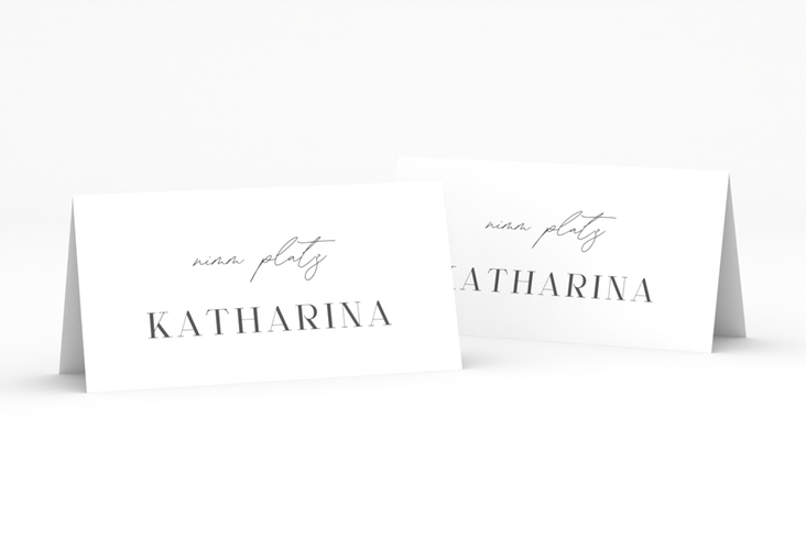 Tischkarte Hochzeit Authentisch Tischkarten in schlichtem Design mit großem Hochzeitsdatum