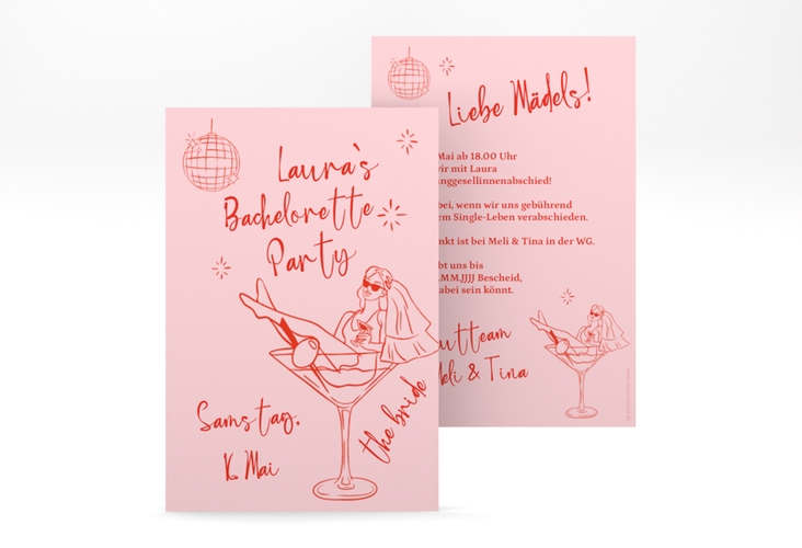 Party Einladungskarte Bachelorette A6 Karte hoch