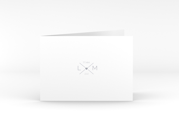 Danksagungskarte Hochzeit Initials A6 Klappkarte quer grau hochglanz mit Initialen im minimalistischen Design