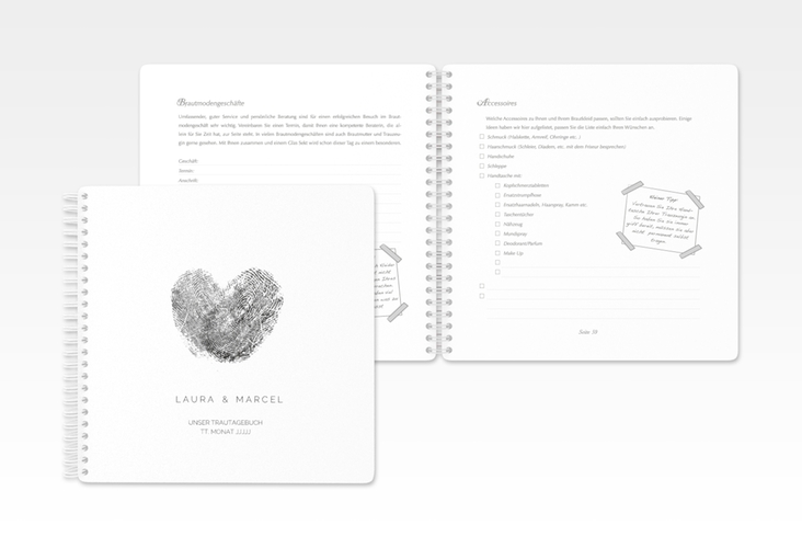 Trautagebuch Hochzeit Fingerprint Trautagebuch Hochzeit schwarz schlicht mit Fingerabdruck-Motiv