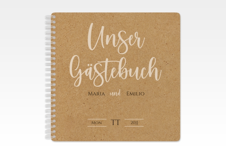 Gästebuch Hochzeit Noble Ringbindung Kraftpapier mit elegantem Schriftzug