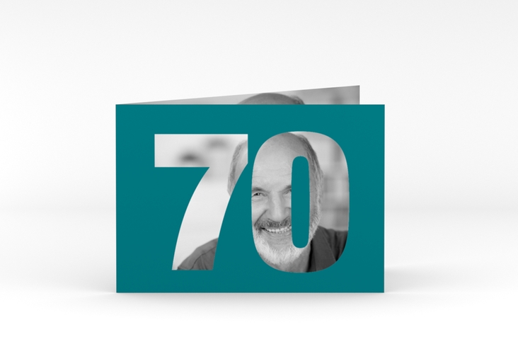 Einladung 70. Geburtstag Numbers A6 Klappkarte quer hochglanz
