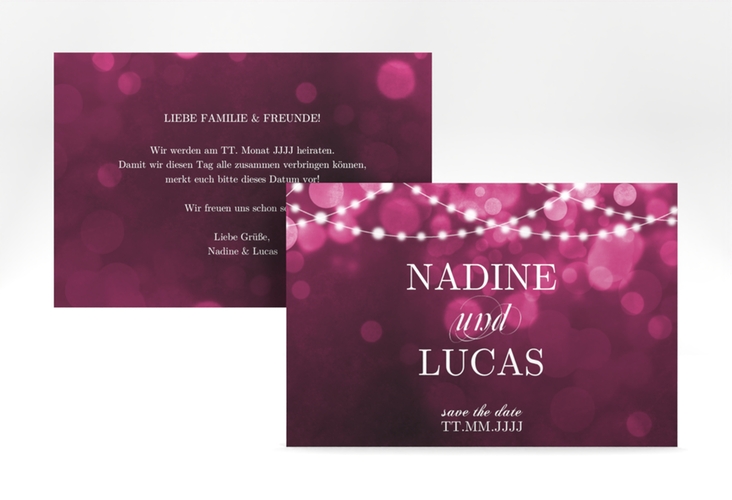 Save the Date-Karte Lichtspiel A6 Karte quer pink