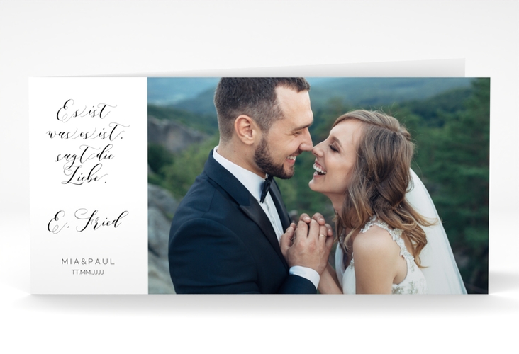 Danksagungskarte Hochzeit  Paperlove lange Klappkarte quer weiss hochglanz