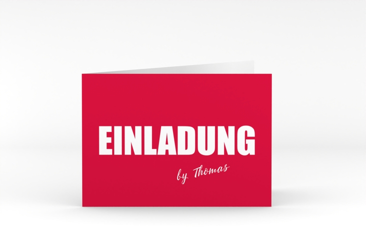 Einladung Geburtstag Zig A6 Klappkarte quer rot