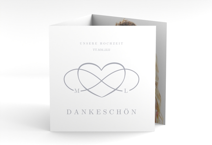 Dankeskarte Hochzeit Infinity quadr. Doppel-Klappkarte grau hochglanz