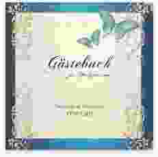 Gästebuch Selection Hochzeit Toulouse Leinen-Hardcover blau mit Schmetterlingen und Schnörkeln