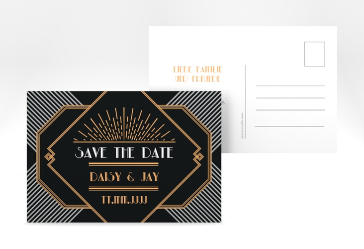 Save the Date-Postkarte Gatsby A6 Postkarte im 20er-Jahre-Stil