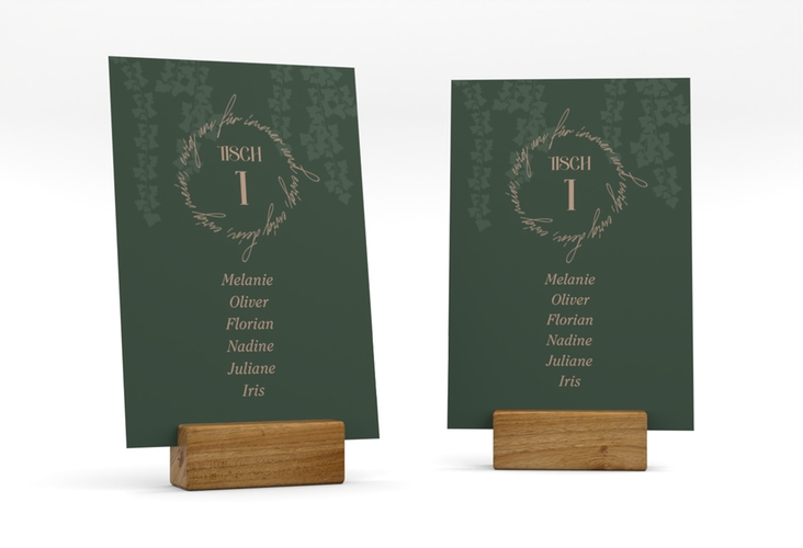 Tischaufsteller Hochzeit Efeugrün Tischaufsteller gruen im Fantasy-Elfen-Design mit Efeu