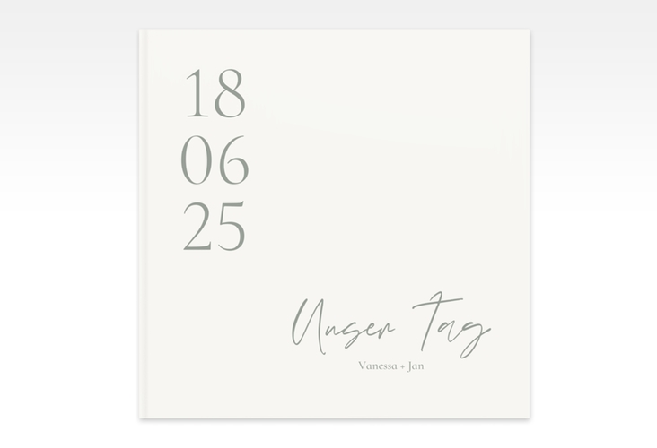 Gästebuch Creation Day 20 x 20 cm, Hardcover weiss mit Datum im minimalistischen Design