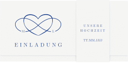 Klick: Details zu Hochzeitseinladung "Infinity" anzeigen Hochzeitseinladung Infinity Wickelfalzkarte + Banderole blau