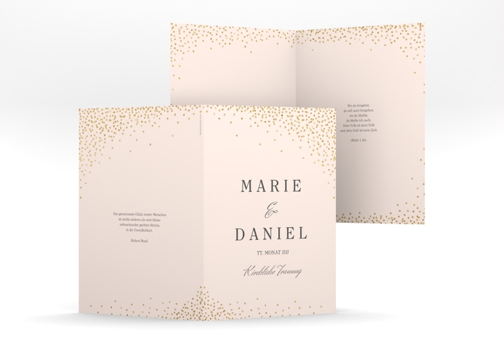 Kirchenheft Hochzeit Glitter A5 Klappkarte hoch rosa hochglanz