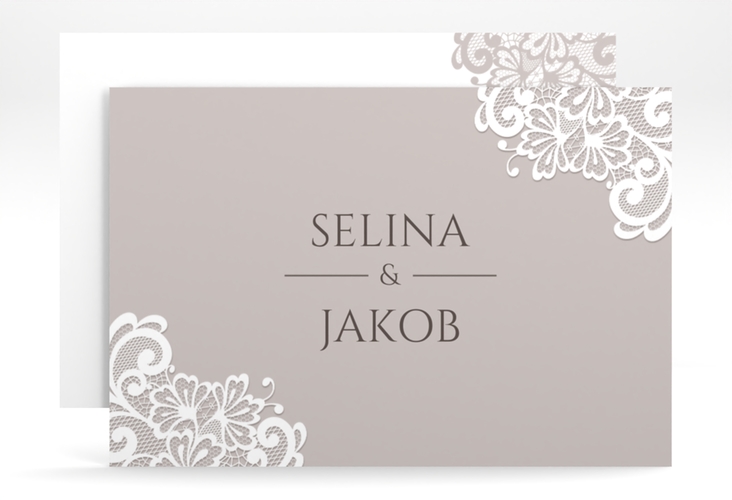 Save the Date-Karte Vintage A6 Karte quer mit floraler Spitze