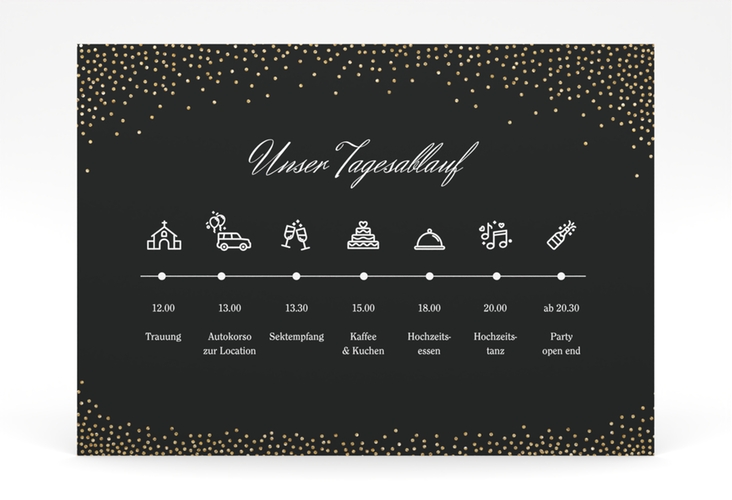 Tagesablauf Poster Hochzeit Glitter 70 x 50 cm Poster schwarz