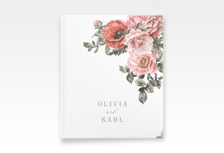 Hochzeitsalbum Grazioso 21 x 25 cm weiss modern mit Mohnblumen und Rosen