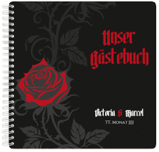 Gästebuch Hochzeit Red Rose Ringbindung schwarz