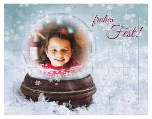 Fotopuzzle 40 Teile Zauberkugel 40 Teile blau mit eigenem Foto in Schneekugel