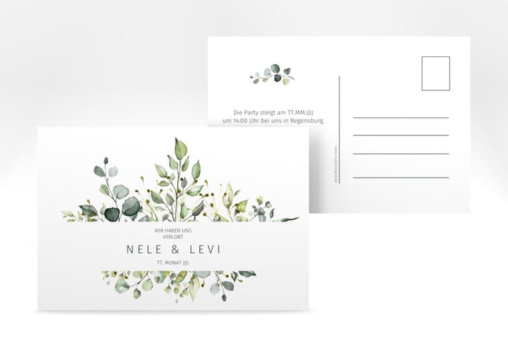 Verlobungskarte Hochzeit "Enchanting" DIN A6 Postkarte weiss