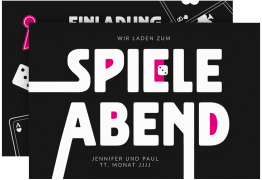 Party Einladungskarte Spieleabend A6 Karte quer schwarz
