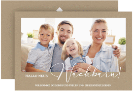 Party Einladungskarte Nachbar A6 Karte quer Kraftpapier in Kraftpapier-Optik mit Foto