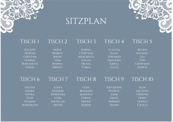 Klick: Details zu Sitzplan Poster Hochzeit "Vintage" anzeigen Sitzplan Poster Hochzeit Vintage 70 x 50 cm Poster blau mit floraler Spitze