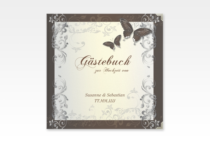 Gästebuch Selection Hochzeit Toulouse Leinen-Hardcover braun mit Schmetterlingen und Schnörkeln