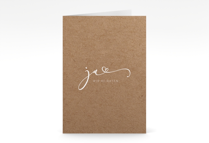 Hochzeitseinladung Jawort A6 Klappkarte hoch modern minimalistisch mit veredelter Aufschrift