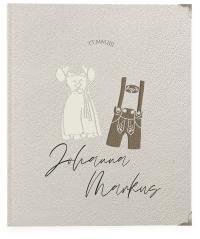 Hochzeitsalbum Trachtenhochzeit 21 x 25 cm beige mit Dirndl und Lederhose