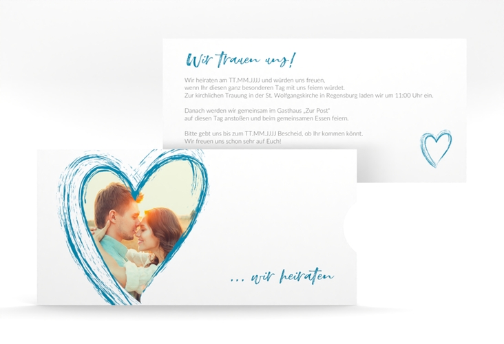 Hochzeitseinladung Liebe Einsteckkarte tuerkis